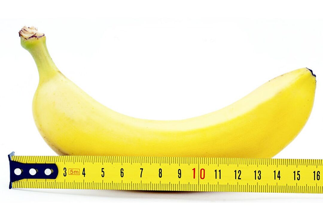 banán s pravítkom symbolizuje meranie penisu po operácii